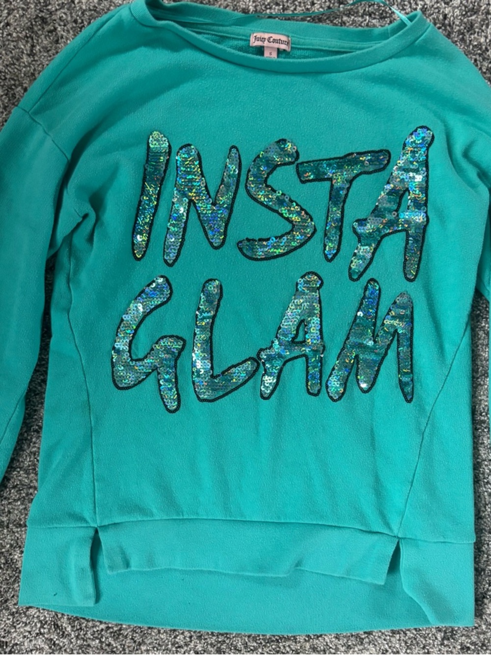 Juicy Couture Teal Sequin 'INSTA GLAM' Pullover